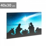 Family Karácsonyi LED-es hangulatkép - fali akasztóval, 2 x AA, 40 x 30 cm 58455