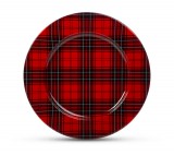 Family Karácsonyi tálca - fém  - kockás - 33 cm