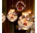 Family LED-es fényfüggöny - hógömb mikulással - 2,7 x 0,75 m - 110 melegfehér LED - IP44