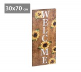 Family LED-es hangulatkép - "Welcome" - fali akasztóval, 2 x AA, 30 x 70 cm