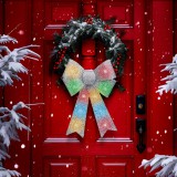 Family LED-es masni dekoráció - fényes - ezüst - 11 színes LED - 40 x 30 cm