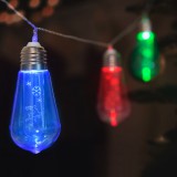Family LED fényfüzér - Villanykörte - 10 LED - 1,9 méter - színes - 2 x AA 56531