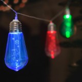 Family LED fényfüzér, villanykörte (10 LED, 1,9 méter, színes, 2 x AA)