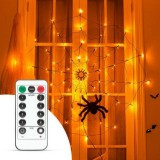 Family Pókháló fényfüggöny pókkal - melegfehér 60 db LED - USB-s