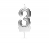 Family Tortagyertya szám  6 x 3 cm "3" - ezüst