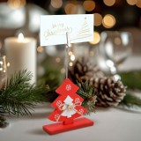 Family Ültetőkártya tartó - csipeszes - fenyőfa - 8,5 x 12 cm