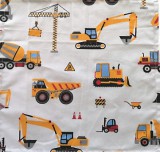 Fehér alapon sárga munkagépes - 30 x 30 cm ruhaszalvéta