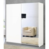 Fehér gardróbszekrény, tolóajtós, 1 tükörrel, 230 cm – LM Jazz Armadio