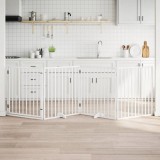 Fehér, nyárfa kutyakapu összecsukható ajtóval, 4 panellel, 320 cm