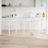 Fehér, nyárfa kutyakapu összecsukható ajtóval, 6 panellel, 300 cm