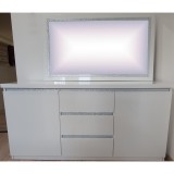 Fehér tálalószekrény, 2 ajtós, 3 fiókkal – LM Roma Cromo Day