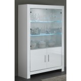 Fehér vitrines szekrény LED-világítással, 2 ajtós – LM Modena Day