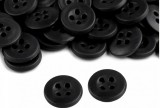 Fekete 4 lyukas gomb 11 - db-os csomagban - 12 mm