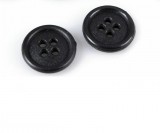 Fekete 4 lyukú műanyag gomb - 15 mm