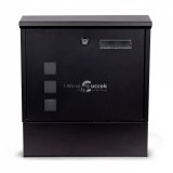 Fekete acél postaláda zárral - modern levelesláda - acél levélláda - biztonságos postaláda