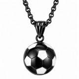 Fekete focilabda acél férfi nyaklánc sportos medállal