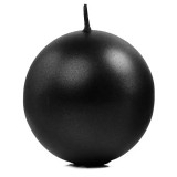 Fekete metál gömb alakú gyertya 8cm