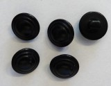 Fekete műanyag gomb, füles, 15 mm - 7 db