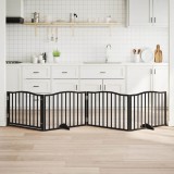 Fekete nyárfa kutyakapu összecsukható ajtóval, 4 panellel, 320 cm