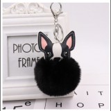 Fekete pompom kulcstartó, francia bulldog