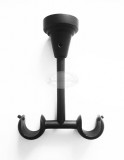 Fekete színű mennyezeti tartó 19 mm-es 2 rudas karnishoz