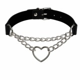 Fekete szíves műbőr nyaklánc