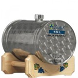 Fekvő pálinkatartály 16L fa állványon, rozsdamentes csappal Zottel