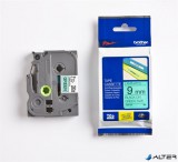 Feliratozógép szalag, 9 mm x 8 m, BROTHER, "TZe-721" zöld-fekete