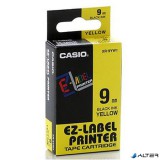 Feliratozógép szalag, 9 mm x 8 m, CASIO, sárga-fekete