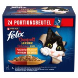 Félix Felix Fantastic Duo nedves macskaeledel válogatás aszpikban - marha, csirke, bárány, pulyka 4 x (24 x 85 g)