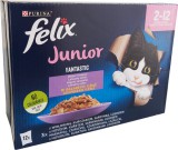 Félix Felix Fantastic Junior aszpikos eledel csirkével, marhával, lazaccal és szardíniával kölyökmacskáknak - Multipack (9 karton | 108 alutasak | 108 x 85 g) 9.18kg