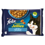 Félix Felix Sensations Jellies Halas Válogatás lazaccal, fekete tőkehallal 12 x (4 x 85 g)
