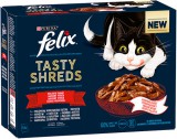 Félix Felix Shreds házias válogatás - Marhás, csirkés, kacsás és pulykás tépett falatok szószban macskáknak - Multipack (1 karton | 12 alutasak | 12 x 80 g) 960gr