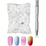 Fém körömdíszítő szivacs fogó eszköz 50 db cserélhető mini tofu blokk szivaccsal ombre körömdíszítéshez, manikűr kellékek és kiegészítők