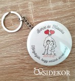 Fém kulcstartó köszönetajándék egyedi mintával