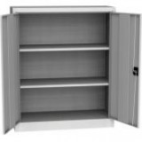 Fémszekrény, kétajtós, 115x95x40 cm, 2 polccal, VICTORIA, szürke