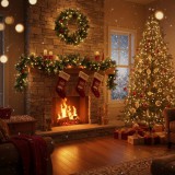 Fenyő girland - zöld, havas - 200 cm - PVC (56453)