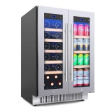 FERRARA SW-54 SS beépíthető kétajtós kétzónás borhűtő 40 palack szálcsiszolt rozsdamentes ajtókerettel