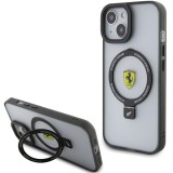 Ferrari FEHMP15MUSCAK iPhone 15 Plus 6.7" fekete keménytok gyűrűs állvány 2023 Collection MagSafe