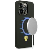 Ferrari FESSIHMP14XBK iPhone 14 Pro Max 6,7" fekete szilikon fém logós Magsafe keménytok