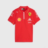Ferrari galléros póló, Puma, csapat, gyerek, piros, 2024