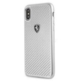 Ferrari Heritage iPhone X/XS valódi karbon kemény ezüst tok (FEHCAHCPXSI)