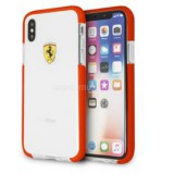 Ferrari iPhone X fényes, átlátszó kemény piros tok (FEGLHCPXRE)