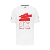 Ferrari póló - Leclerc 16 Graphic fehér