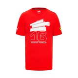 Ferrari póló - Leclerc 16 Graphic piros