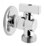 FERRO Mosógép sarokcsap visszacsapó szeleppel, takarórozettával, fém kezelőkarral