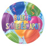 Festa Boldog születésnapot feliratos, 6 darabos papírtányér