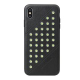 Fierre Shann Apple iPhone XS Max 6.5 műanyag telefonvédő (bőr hatású hátlap, szegecses) fekete