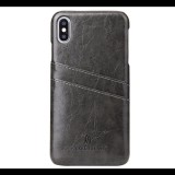 FIERRE SHANN műanyag telefonvédő (bőr hatású hátlap, bankkártya tartó) FEKETE [Apple iPhone XS Max 6.5] (5996457820184) - Telefontok