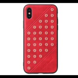 FIERRE SHANN műanyag telefonvédő (bőr hatású hátlap, szegecses) PIROS [Apple iPhone XS 5.8] (5996457817450) - Telefontok